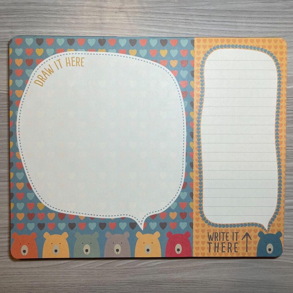 Draw It Here - Write it There | Bear Themed Make-a-List Perforated Notepad